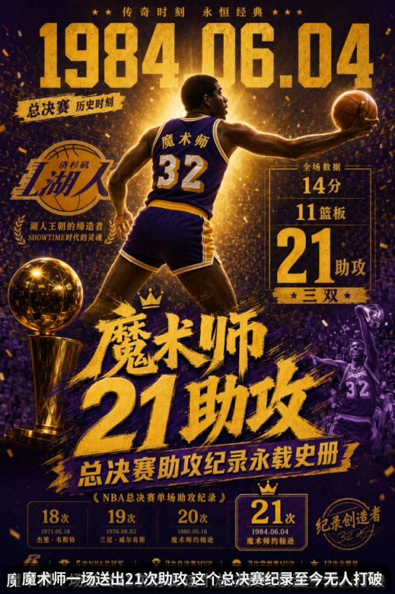 魔术师一场送出21次助攻 这个总决赛纪录至今无人打破